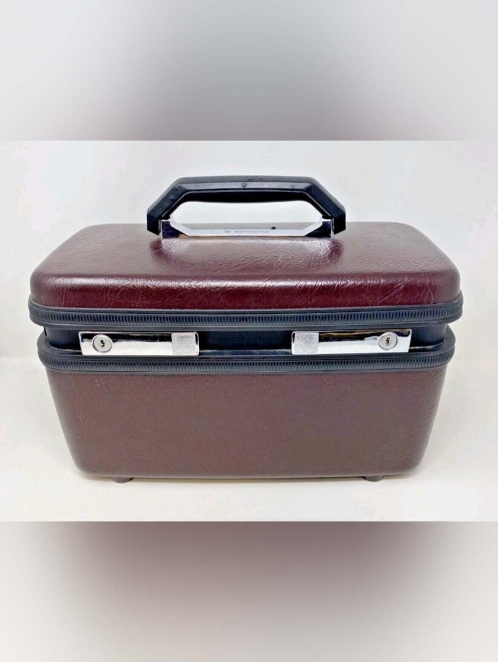 Vintage Samsonite Sentry II Burgundy Cosmetic Beauty Train Case Hard Luggage
